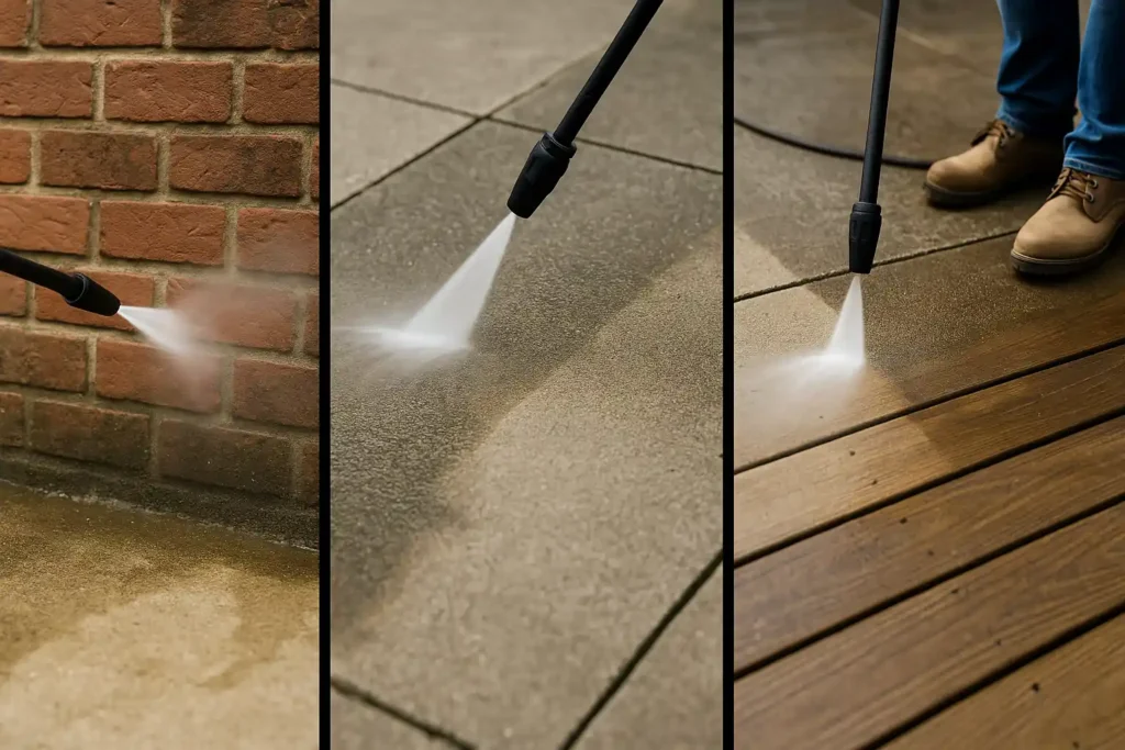 pressure washing services Central Coast– Rhythmic Cleaning Services team cleaning driveway

